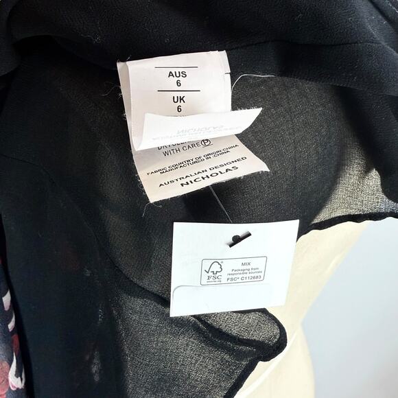 New w/Tag NICHOLAS silk floral ruffle tiered asymmetrical Goddess gown - Picture 16 of 17